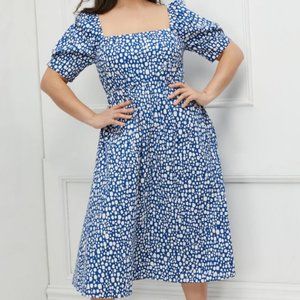 ELOQUII Elements Puff Sleeve Fit And Flare Dress